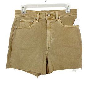 NEW Gap 4" Short High Rise Tan Brown Denim Raw Hem Jean Shorts - Size 28, 6